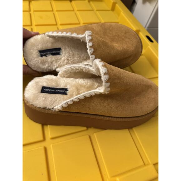 French Connection Chunky Women's Slippers Slip On Platform Brown Size 9/10 - Picture 1 of 5